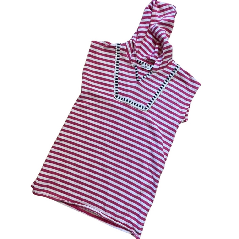 Vineyard Vines Pink And White Striped Hooded Coverup